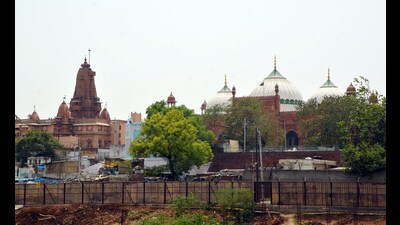 A view of Sri Krishna Janmabhoomi temple and Shahi Idgah mosque, in Mathura (KK Arora/ANI)