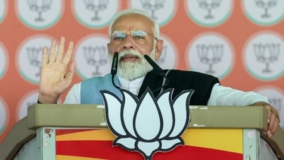 Prime Minister Narendra Modi addresses a public meeting in Bagalkot on Monday. (ANI Photo) Prime Minister Narendra Modi addresses a public meeting in Bagalkot on Monday. (ANI Photo)