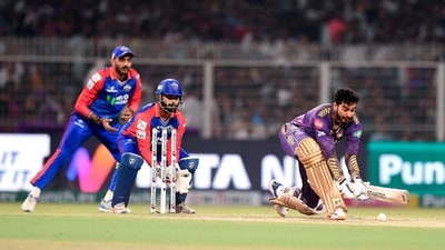 Kolkata Knight Riders' Venkatesh Iyer plays a shot during the match against Delhi Capitals in the Indian Premier League 2024, at Eden Gardens in Kolkata (ANI) Kolkata Knight Riders' Venkatesh Iyer plays a shot during the match against Delhi Capitals in the Indian Premier League 2024, at Eden Gardens in Kolkata (ANI)