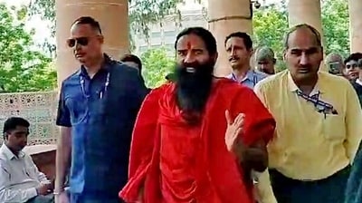Yoga guru and Patanjali Ayurved brand ambassador Baba Ramdev arrives at the Supreme Court to attend the hearing. (ANI) Yoga guru and Patanjali Ayurved brand ambassador Baba Ramdev arrives at the Supreme Court to attend the hearing. (ANI)