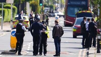 At least five people, including two police officers, were stabbed by a 36-year-old sword-wielding man on Tuesday in a "serious incident" near an east London Tube station, the Metropolitan Police said. (AP) At least five people, including two police officers, were stabbed by a 36-year-old sword-wielding man on Tuesday in a "serious incident" near an east London Tube station, the Metropolitan Police said. (AP)