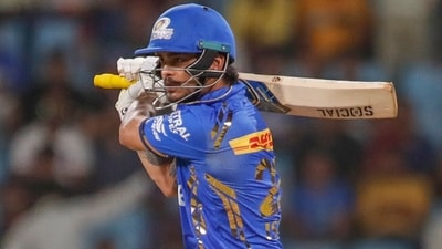 Ishan Kishan played a crucial knock of 32 when other top-order batters were dismissed early in the powerplay. (AP) Ishan Kishan played a crucial knock of 32 when other top-order batters were dismissed early in the powerplay. (AP)
