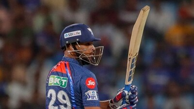 Things went a bit haywire for Lucknow Super Giants in the end but Nicholas Pooran held his nerves and hit the winning run for them with four balls to spare. (AP) Things went a bit haywire for Lucknow Super Giants in the end but Nicholas Pooran held his nerves and hit the winning run for them with four balls to spare. (AP)