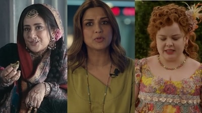 Stills from Heeramandi, The Broken News S2, and Bridgerton S3. Stills from Heeramandi, The Broken News S2, and Bridgerton S3.