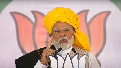 Prime Minister Narendra Modi addresses a public meeting for Lok Sabha elections. (PTI) Prime Minister Narendra Modi addresses a public meeting for Lok Sabha elections. (PTI)
