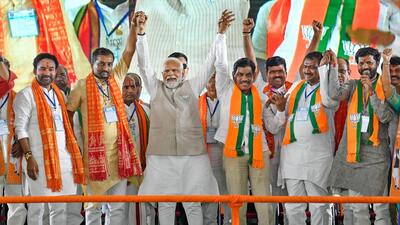 Prime Minister Narendra Modi during a public meeting for Lok Sabha elections in Zaheerabad in Telangana on Tuesday. (PTI) Prime Minister Narendra Modi during a public meeting for Lok Sabha elections in Zaheerabad in Telangana on Tuesday. (PTI)
