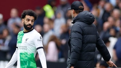 Liverpool's Mohamed Salah seen arguing with manager Jurgen Klopp. (Action Images via Reuters)