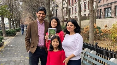 Saanvi with her family in New York. (HT Photo)