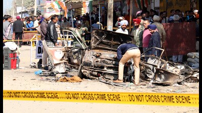 The twin blasts took place on January 31, 2017, at Maur in Bathinda ahead of the February 4 assembly elections in Punjab, killing seven persons and injuring 25. (HT File) The twin blasts took place on January 31, 2017, at Maur in Bathinda ahead of the February 4 assembly elections in Punjab, killing seven persons and injuring 25. (HT File)