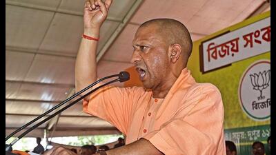 UP chief minister and BJP leader Yogi Adityanath during a rally for Lok Sabha elections, at Suri in Birbhum district, Tuesday. (PTI Photo) UP chief minister and BJP leader Yogi Adityanath during a rally for Lok Sabha elections, at Suri in Birbhum district, Tuesday. (PTI Photo)