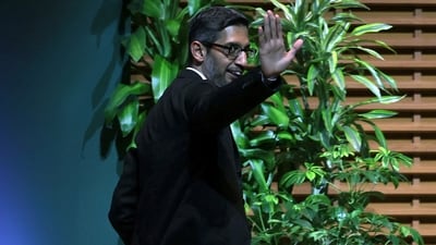 Google CEO Sundar Pichai waves during the Stanford Business, Government and Society Forum at Stanford University. ( AFP) Google CEO Sundar Pichai waves during the Stanford Business, Government and Society Forum at Stanford University. ( AFP)