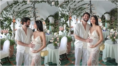 Earlier, Alanna and Ivor visited Positano and shared pictures from their time there. The photos show Alanna dressed in another stunning pregnancy fit featuring a spaghetti-strapped lace-embroidered sheer dress. She styled the ensemble with a dainty gold chain, earrings, a shoulder bag, minimal glam, sunglasses, and centre-parted loose locks. (Instagram) Earlier, Alanna and Ivor visited Positano and shared pictures from their time there. The photos show Alanna dressed in another stunning pregnancy fit featuring a spaghetti-strapped lace-embroidered sheer dress. She styled the ensemble with a dainty gold chain, earrings, a shoulder bag, minimal glam, sunglasses, and centre-parted loose locks. (Instagram)