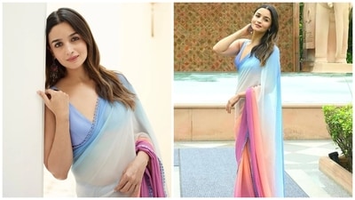 Alia Bhatt's outfits often go viral but none quite like this tie-dye saree she wore to promote her film Rocky Aur Rani Ki Prem Kahaani last year. The saree was designed by Manish Malhotra but thousands of dupes flooded online shops in no time. 
