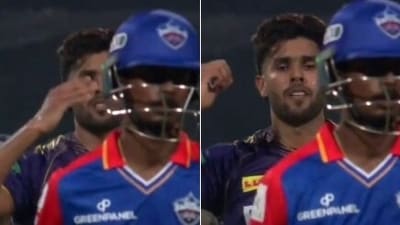 KKR fast bowler Harshit Rana stops himself from another flying-kiss send-off KKR fast bowler Harshit Rana stops himself from another flying-kiss send-off