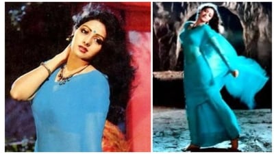 Sridevi made us say ‘I Love You’ in this blue number from Mr India. She played a journalist in the movie who falls in love with a man with invisibility powers, played by Anil Kapoor. Her blue saree from Kaate Nahi Katt Te is etched in every Bollywood lover's memory. 