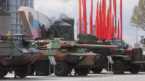 Captured British armoured cars and American tanks are put on display in Moscow after being seized from Ukrainian forces as part of a new exhibit that claims Russia's victory is inevitable Captured British armoured cars and American tanks are put on display in Moscow after being seized from Ukrainian forces as part of a new exhibit that claims Russia's victory is inevitable