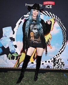 Actor Megan Fox embraces cowboycore with mermaid hair, black tee, leather jacket, boots and a hat (Photo: Instagram)