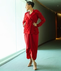 Neha Dhupia in a draped co-ord set (Photo: Instagram) Neha Dhupia in a draped co-ord set (Photo: Instagram)