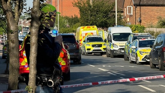 A video footage on social media shows the bearded man walking with the sword near homes in the Hainault area of London.(AP)