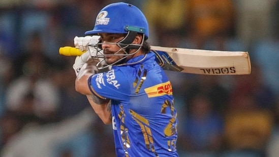 Ishan Kishan played a crucial knock of 32 when other top-order batters were dismissed early in the powerplay.(AP)