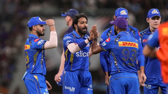 Mumbai Indians captain Hardik Pandya was the pick of the bowlers for his side he claimed two wickets in his four-over spell.(PTI)