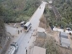 Aerial view of the mobile check post in Sonapur Aerial view of the mobile check post in Sonapur