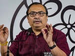 TMC leader Kunal Ghosh during a press conference at the party office in Kolkata, on April 7.(PTI)