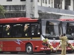Mumbai, India - September 9, 2019: New AC electric bus and new BEST mobile app was launch at Colaba Best Depot in Mumbai, India, on Monday, September 9, 2019. (Photo by Kunal Patil/ Hindustan Times) (Hindustan Times)