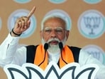 Prime Minister Narendra Modi during a public meeting in Deesa in Gujarat’s Banaskantha on Wednesday.(ANI)