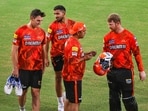 Sunrisers Hyderabad (SRH) captain Pat Cummins with teammates during a training session Sunrisers Hyderabad (SRH) captain Pat Cummins with teammates during a training session