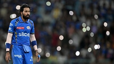 Hardik Pandya looks on during the Indian Premier League (IPL) Twenty20 cricket match between Lucknow Super Giants and Mumbai Indians (AFP) Hardik Pandya looks on during the Indian Premier League (IPL) Twenty20 cricket match between Lucknow Super Giants and Mumbai Indians (AFP)