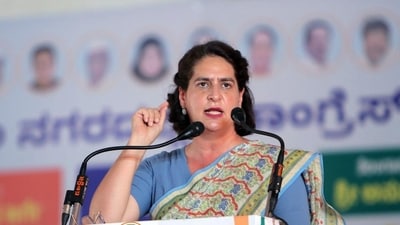 Congress general secretary Priyanka Gandhi Vadra addressing during a public meeting ahead of the Lok Sabha polls. (File photo) Congress general secretary Priyanka Gandhi Vadra addressing during a public meeting ahead of the Lok Sabha polls. (File photo)