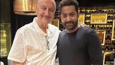 Anupam Kher bumped into Jr NTR in Mumbai. (Instagram)