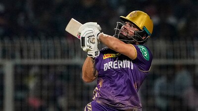 Rinku Singh plays a shot during the Indian Premier League (IPL) 2024 T20 cricket match between Kolkata Knight Riders and Delhi Capitals (PTI) Rinku Singh plays a shot during the Indian Premier League (IPL) 2024 T20 cricket match between Kolkata Knight Riders and Delhi Capitals (PTI)