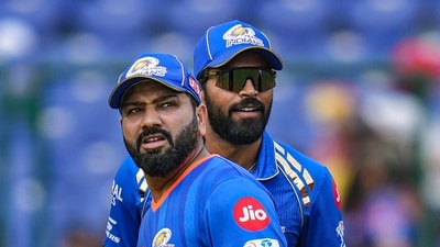 Rohit Sharma (front) with Hardik Pandya during MI's training session (PTI) Rohit Sharma (front) with Hardik Pandya during MI's training session (PTI)