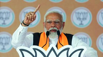 Prime Minister Narendra Modi addresses a public meeting ahead of the Lok Sabha polls at Deesa in Gujarat’s Banaskantha on Wednesday. (ANI) Prime Minister Narendra Modi addresses a public meeting ahead of the Lok Sabha polls at Deesa in Gujarat’s Banaskantha on Wednesday. (ANI)