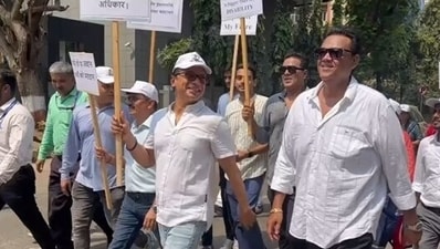 Shaan during the rally in Mumbai (Instagram/singer_shaan) Shaan during the rally in Mumbai (Instagram/singer_shaan)