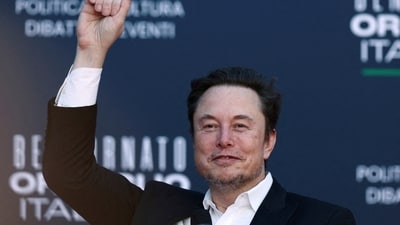 Elon Musk gestures as he attends a political festival in Italy. (Reuters file photo)