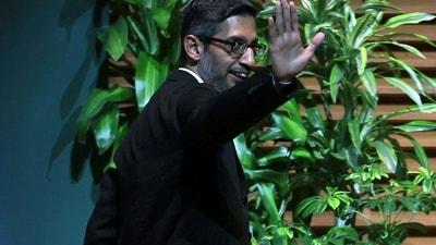 Google CEO Sundar Pichai waves during the Stanford Business, Government and Society Forum at Stanford University. ( AFP) Google CEO Sundar Pichai waves during the Stanford Business, Government and Society Forum at Stanford University. ( AFP)