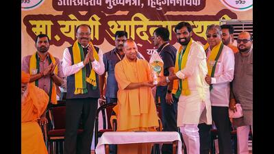 Uttar Pradesh Chief Minister and BJP leader Yogi Adityanath during a rally for Lok Sabha polls, in Solapur on Wednesday (PTI) Uttar Pradesh Chief Minister and BJP leader Yogi Adityanath during a rally for Lok Sabha polls, in Solapur on Wednesday (PTI)