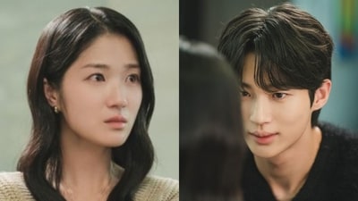 Kim Hye Yoon and Byeon Woo Seok in stills from Lovely Runner Episode 8. (tvN) Kim Hye Yoon and Byeon Woo Seok in stills from Lovely Runner Episode 8. (tvN)
