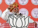 Prime Minister Narendra Modi addresses a public meeting ahead of the Lok Sabha polls, in Jamnagar on Thursday.
(ANI)