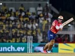 Punjab Kings' captain Sam Curran plays a shot. Punjab Kings' captain Sam Curran plays a shot.