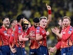 Punjab Kings' captain Sam Curran (3R) celebrates with teammates after the dismissal of Chennai Super Kings' Shivam Dube Punjab Kings' captain Sam Curran (3R) celebrates with teammates after the dismissal of Chennai Super Kings' Shivam Dube
