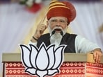 Prime Minister Narendra Modi addresses an election rally.