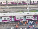 Mumbai, India – May 01, 2024: A Mumbai local train derailed at Harbour Line railway which was coming towards CSMT Railway station on platform no 2, in Mumbai, India, on Wednesday, May 01, 2024. (Photo by Bhushan Koyande/HT Photo)