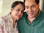 Hema Malini and Dharmendra shared a sweet moment on their anniversary. Hema Malini and Dharmendra shared a sweet moment on their anniversary.