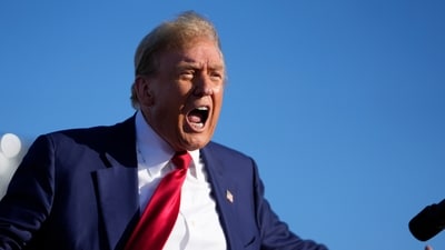 Republican presidential candidate former President Donald Trump speaks at a campaign rally in Freeland, Mich., Wednesday, May 1, 2024. (AP Photo/Paul Sancya) (AP) Republican presidential candidate former President Donald Trump speaks at a campaign rally in Freeland, Mich., Wednesday, May 1, 2024. (AP Photo/Paul Sancya) (AP)