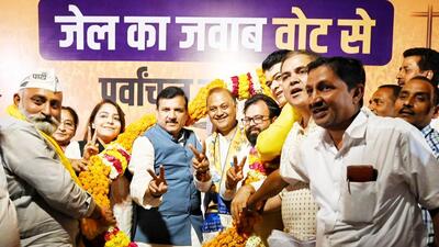 An AAP campaign in central Delhi led by Sanjay Singh, for the Lok Sabha polls. (Sanchit Khanna/HT File) An AAP campaign in central Delhi led by Sanjay Singh, for the Lok Sabha polls. (Sanchit Khanna/HT File)
