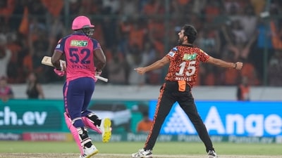 Bhuvneshwar defended 13 runs in the final over. He also dismissed Rovman Powell on the final ball to seal a 1-run win for Hyderabad (AP)